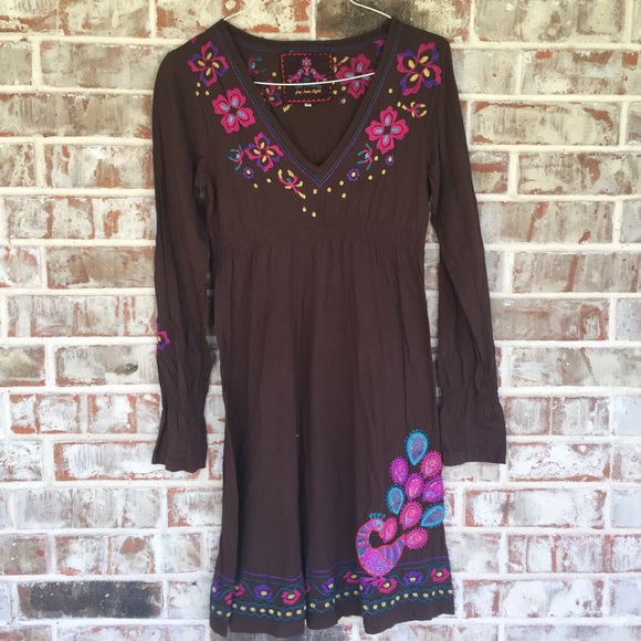 Johnny Was Dresses & Skirts - Johnny Was Embroidered Peacock Smocked Boho Dress
